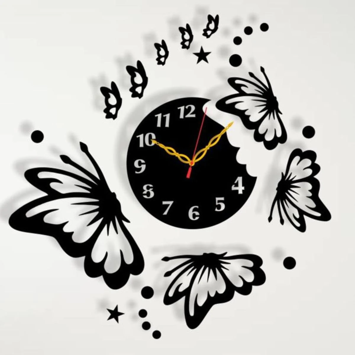 Butterflies and Stars Acrylic Wall Clock