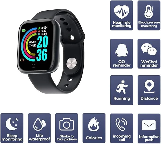 Smart Bracelet D17 - Fitness Tracker with Heart Rate, Sleep Monitoring, and Noti