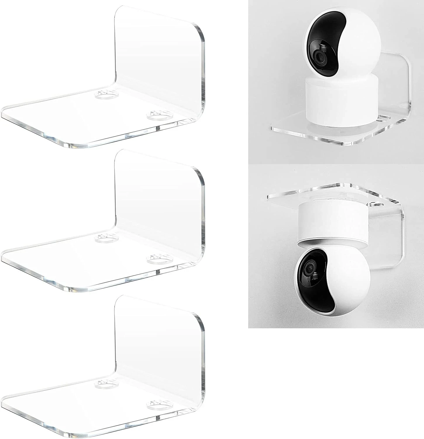 Acrylic Floating Wall Shelves Set of 3 for Security Cameras, Baby Monitors, Spea