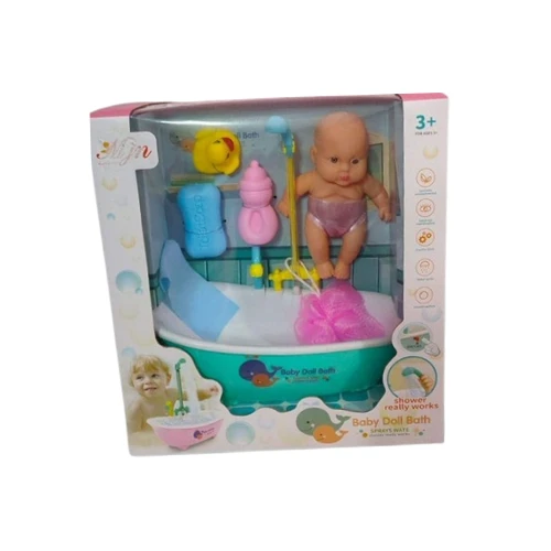 Baby Doll Bath Set – Model JN002-3 | Real Working Shower, Water Spray Feature | Kids Toy Age 3+