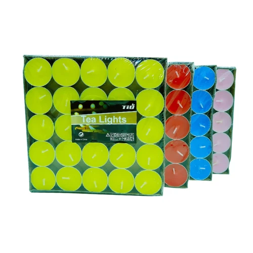 Tea Light Candles – Pack of 100 | Multicolor, Unscented | Long-Burning Candles for Decoration, Parties & Events