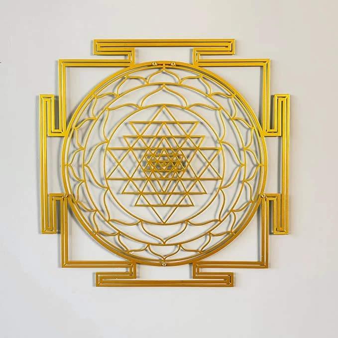 Sri Yantra Sacred Geometry Acrylic Wall Decor – Modern Black Wall Art for Living Room, Office & Meditation Space | Unique Housewarming Gift (60x60 cm)