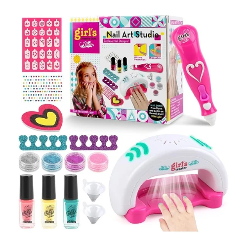 MBK 3684 Nail Art Studio for Kids | Nail Dryer with Light | Strippable Polish | DIY Nail Design Kit