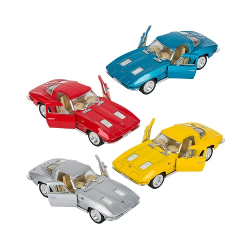 KiNSMART 1963 Corvette Sting Ray™ | 1:36 Scale Die-Cast Metal Model Car | Pull-Back Action, Openable Doors – KT5358D (FOS Series, 1x12)