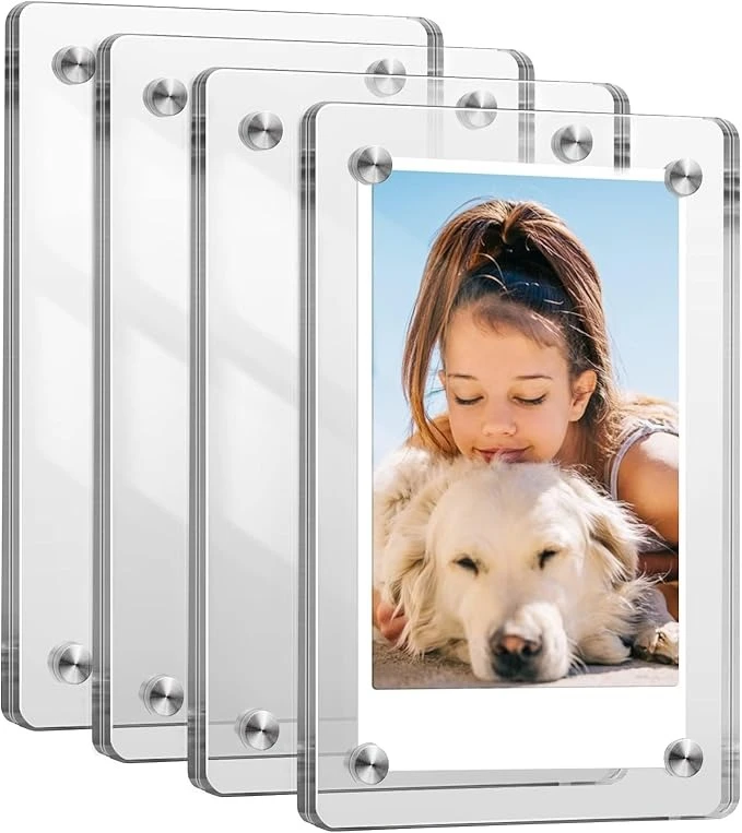 Magnetic Acrylic Photo Frames for Fridge – Set of 12 | Clear Display Photo Holders | 6x9 cm Refrigerator Picture Frames