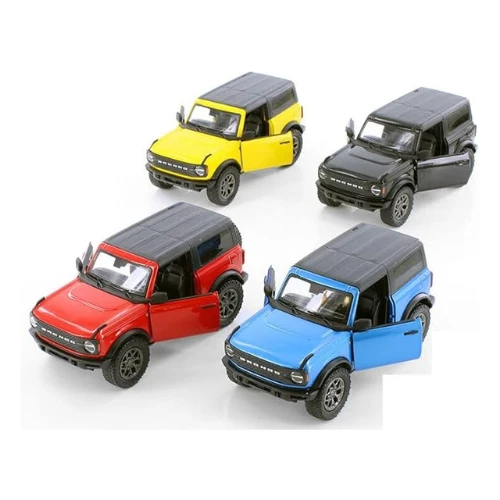 KiNSMART 2022 Ford Bronco Livery Edition | 1:34 Scale Die-Cast Metal Model Car | Pull-Back Action, Openable Doors – KT543RDFA (EOS Series)