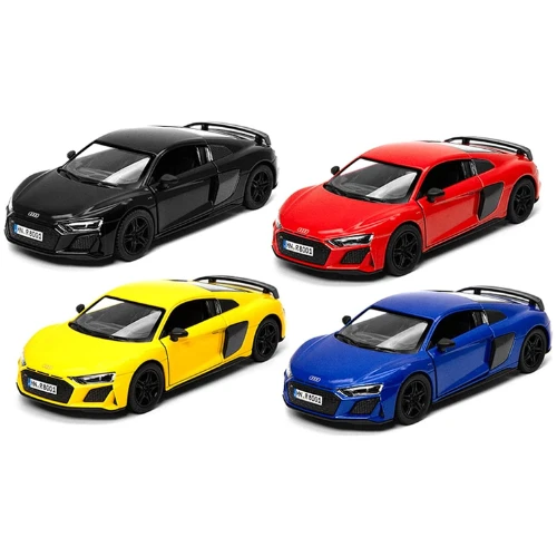 Kinsmart Audi R8 Coupé 2020 Die-Cast Model | 1:36 Scale, Pull-Back Action, Openable Doors – 12cm Miniature Car (KT5422D, Assorted Colors)