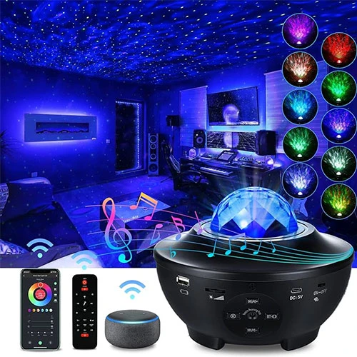 Star Projector Night Light – Ocean Wave LED Lamp with Bluetooth Music Speaker, Remote Control & Timer | Color Changing Light for Baby, Kids, and Bedroom Decor