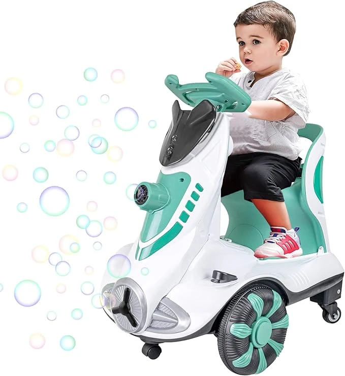 Didida 6V Electric Kids Ride-On Car – Dual Drive Push & Ride Bubble Car with Music, LED Lights & Bubble Machine | Ages 3–5 Years, Max Weight 50 lbs