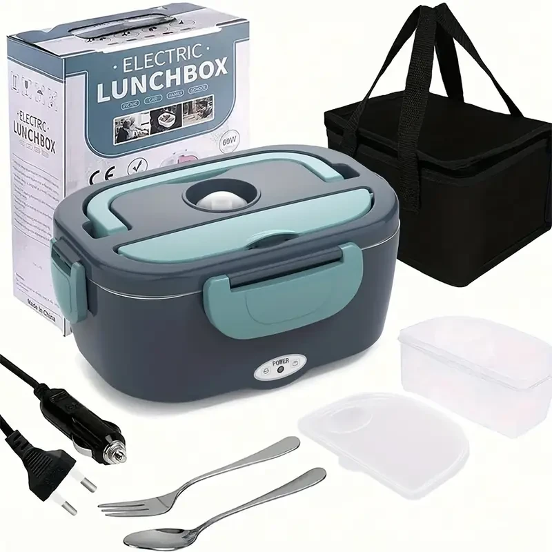 Portable Electric Heating Lunch Box – Food Warmer with Removable Stainless Steel Container & Car Plug | Ideal for Office, Travel, and Car Use