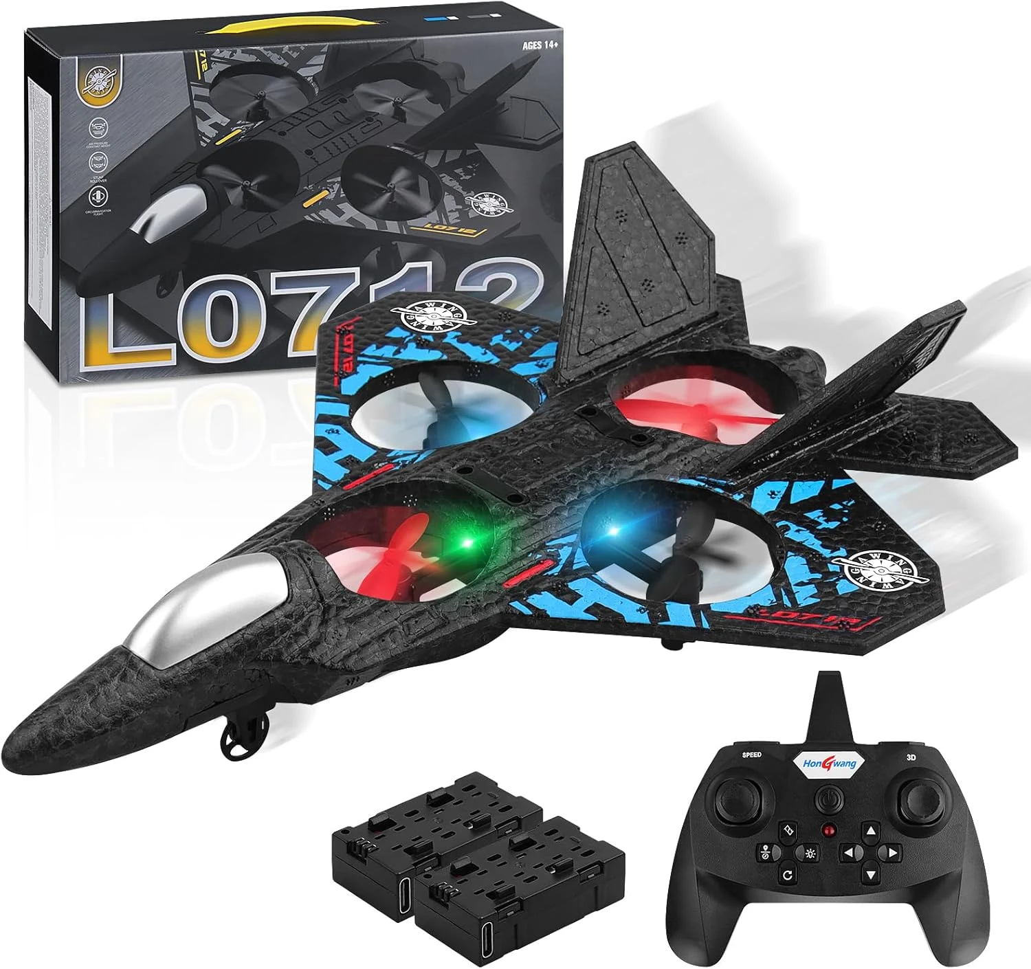 RC Jet Fighter Quadcopter – RTF 2.4GHz 6-Axis Gyro Airplane Toy with 3D Flip, Gravity Sensing, Spray Stunt Features | Easy-to-Fly for Kids & Adults