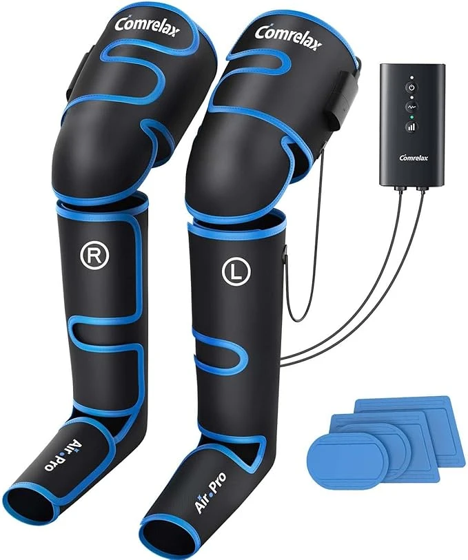 Comrelax Air Compression Leg Massager – Full Leg Sequential Massager with Cold Therapy, 3 Modes & 3 Intensities | Improves Circulation & Recovery, Eases Muscle Pain