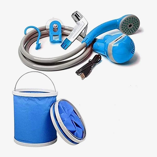 Portable Travel Bidet Hose Spray with Foldable Bucket – Compact Handheld Cleaning Kit for Personal Hygiene, Camping, Travel & Home Use