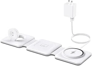 3 in 1 Magnetic Wireless Charger with 3 pin Adapter  – Fast Charging Stand for Phone, Smartwatch & Earbuds | Foldable & Travel-Friendly Design