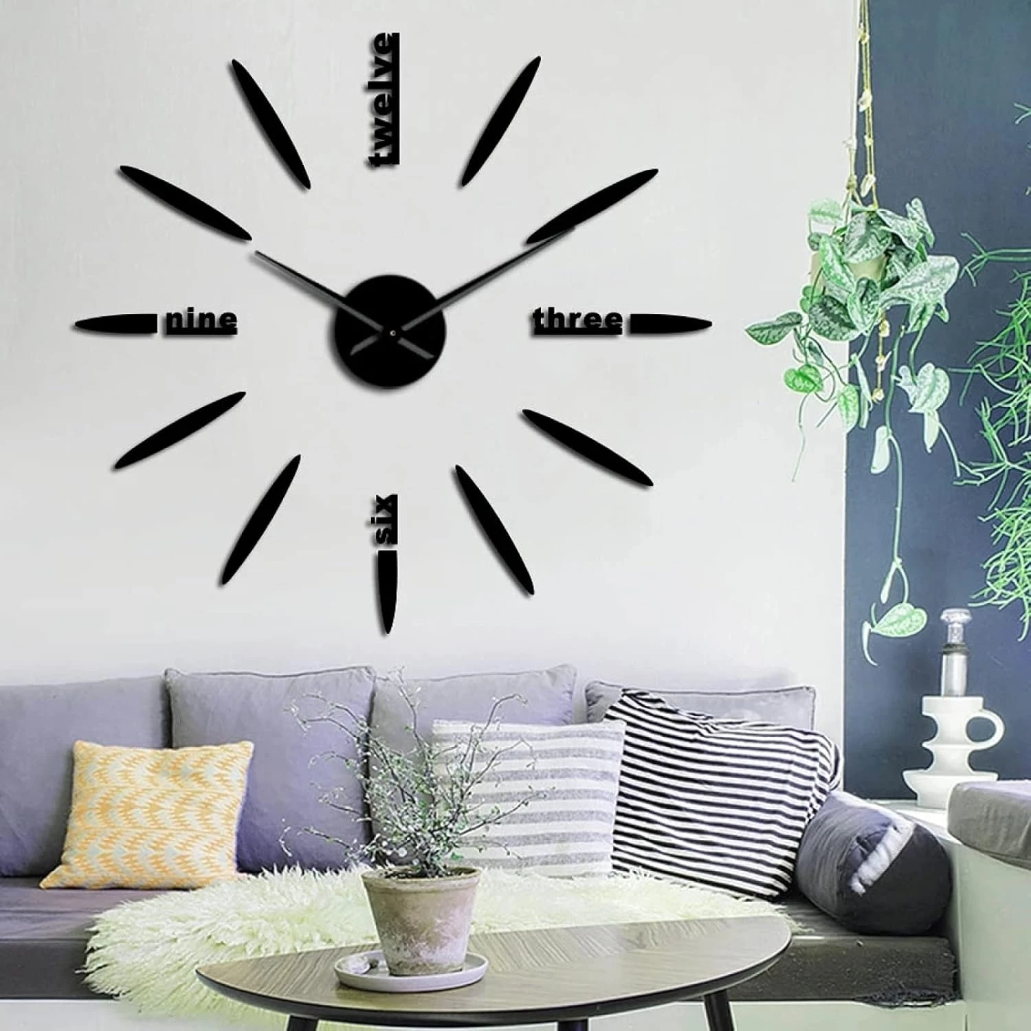 Large DIY Acrylic Wall Clock – 60x60 cm Frameless Mirror Surface Design | Modern Minimalist Wall Decor for Home & Office