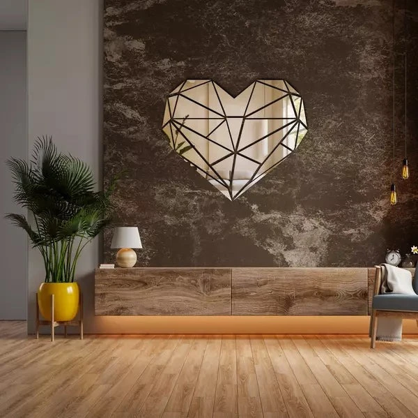 Acrylic Heart Mirror – Elegant Wall Decor | Romantic Home Accent | 60x45 cm Shatterproof Design