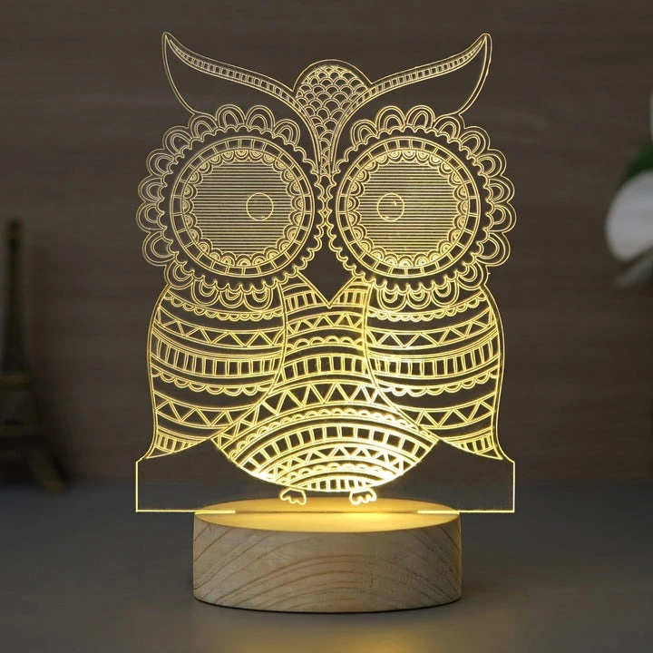 Owl 3D Illusion LED Night Light – Acrylic Desk Lamp for Kids, Bedrooms, and Owl Lovers