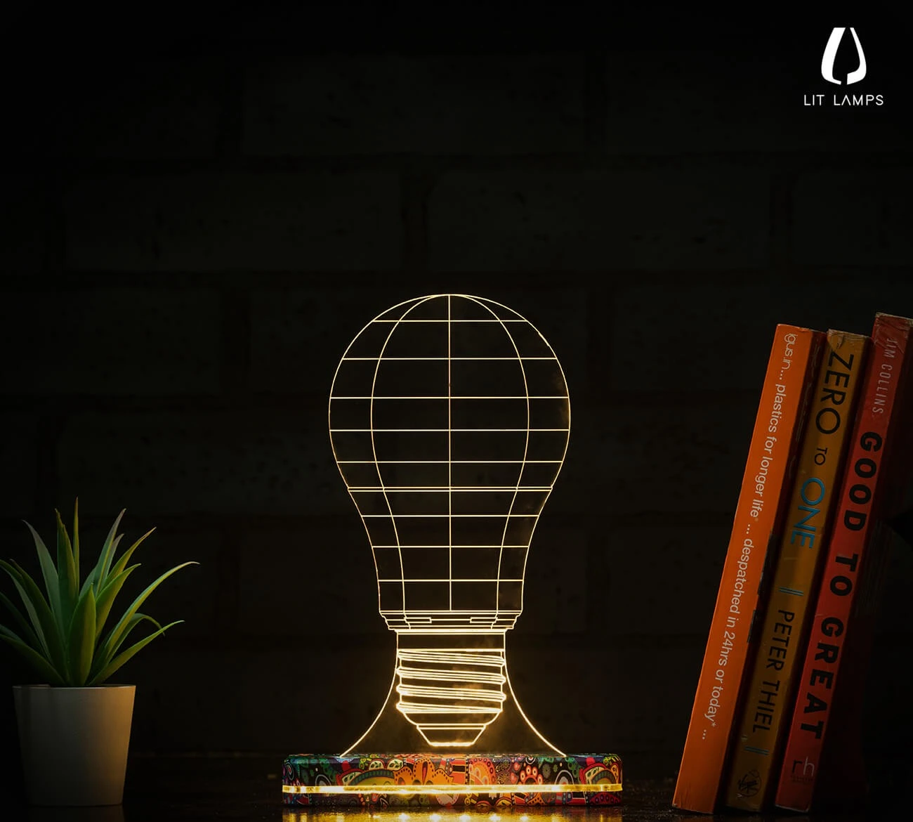 3D Optical Illusion Bulb Lamp – Acrylic LED Night Light with Free-Form Design for Desk, Bedroom & Gifts