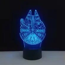 Millennium Falcon 3D Acrylic LED Night Light – USB-Powered Novelty Lamp for Kids, Bedrooms & Star Wars Fans