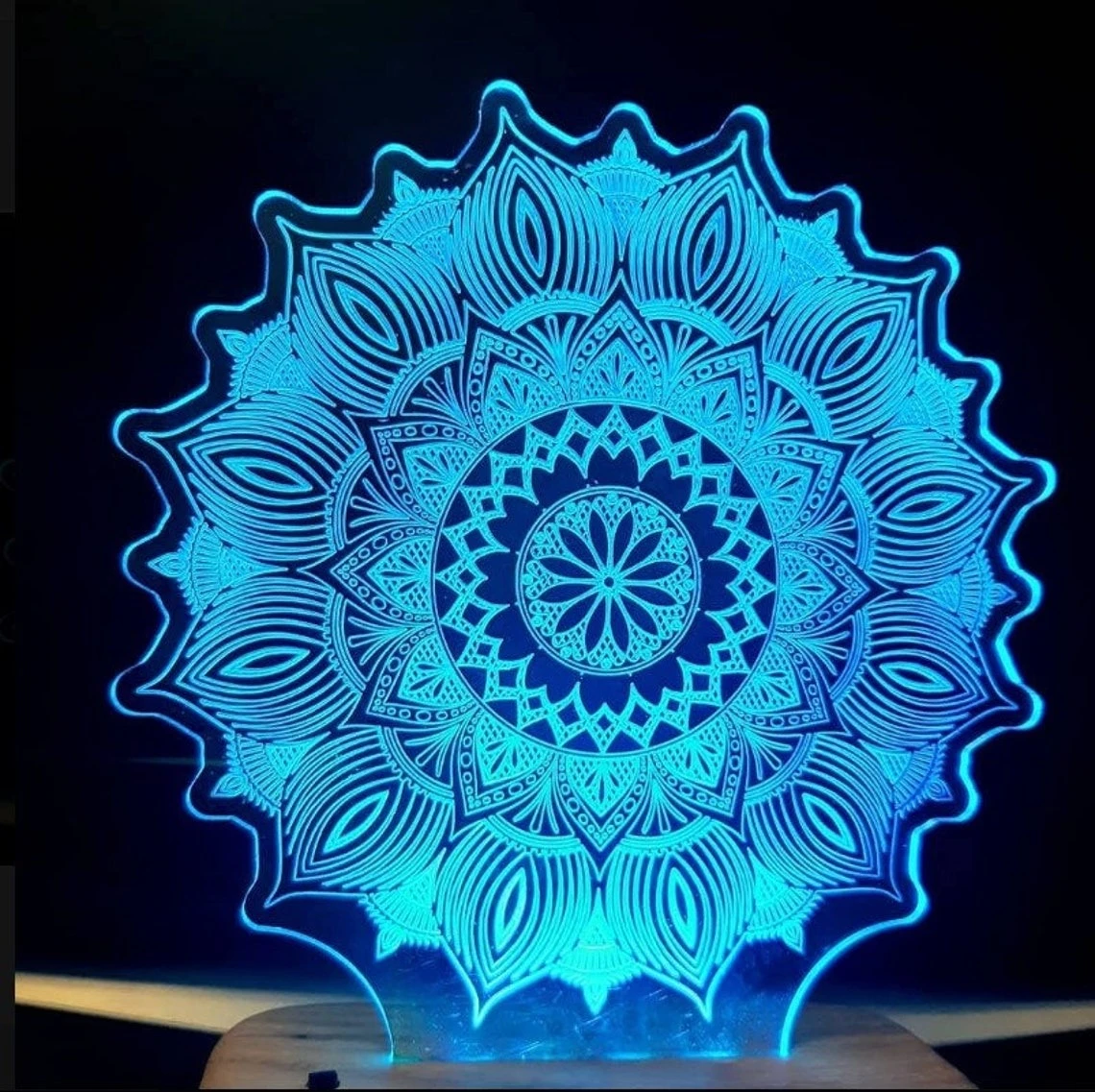 Mandala 3D Illusion LED Night Light – Acrylic Touch Lamp for Meditation, Bedroom Décor & Gifts