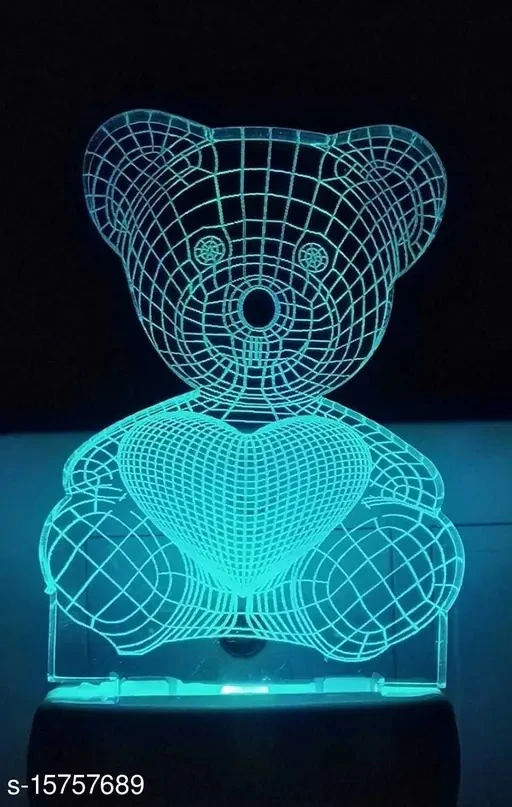 Cute Bear Toy 3D LED Acrylic Night Light – Battery-Powered Sleep Lamp for Kids' Bedroom & Gifts