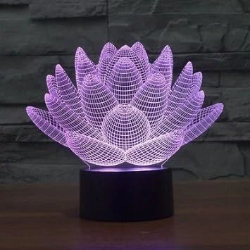 3D Optical Illusion Lotus Flower LED Lamp – Acrylic Touch Control Desk & Table Night Light
