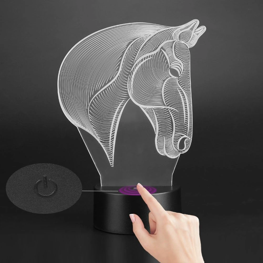 3D Horse Shape Illusion Lamp – Colorful LED Acrylic Desk Light for Bedroom & Gift Décor