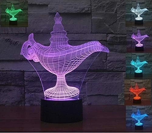 Acrylic 3D Illusion Aladdin’s Magical Lamp – USB LED Night Light with Touch Control