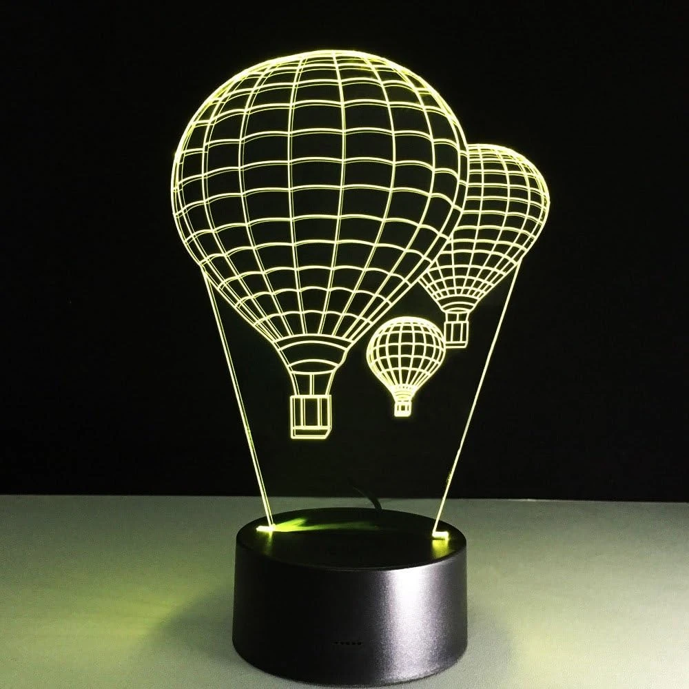 Acrylic 3D Hot Air Balloon LED Night Light – Cartoon Table Lamp for Kids & Room Décor