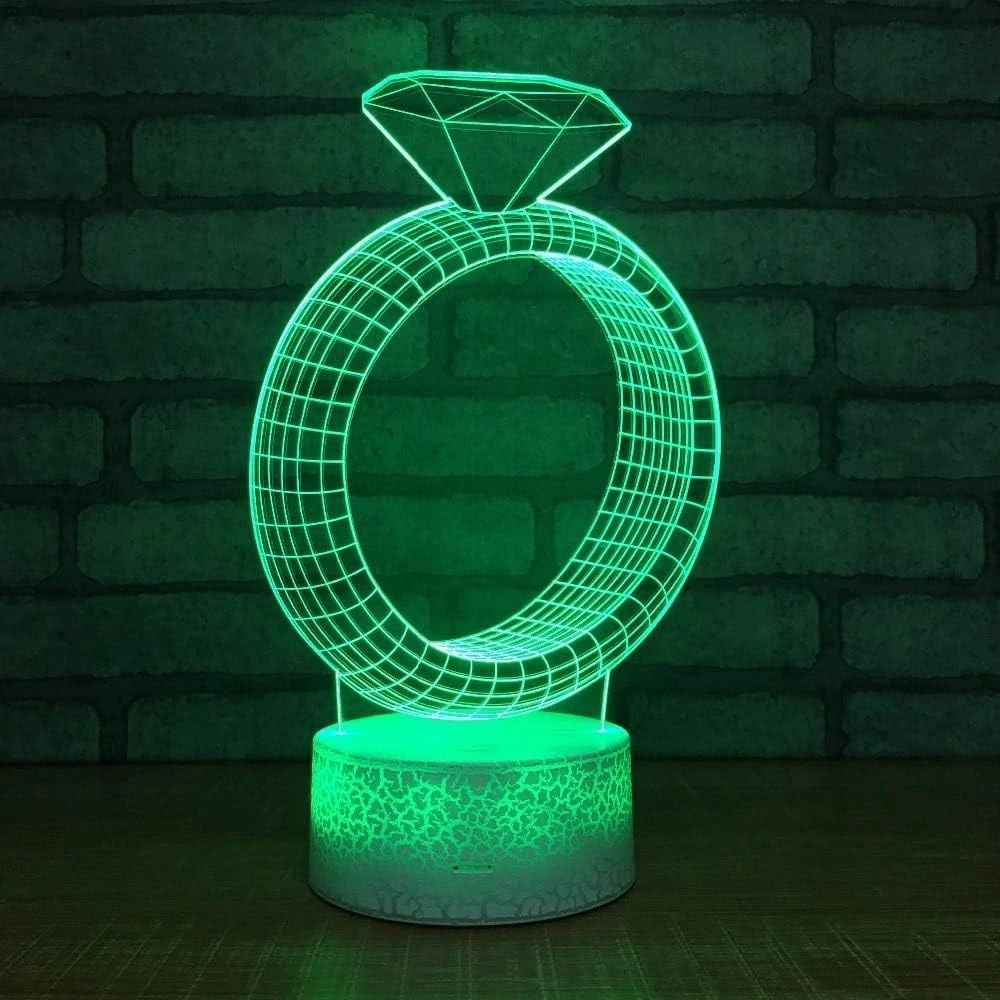 3D Acrylic Ring Shape Optical Illusion LED Lamp – Modern Night Light for Desk, Bedroom, or Gift Décor