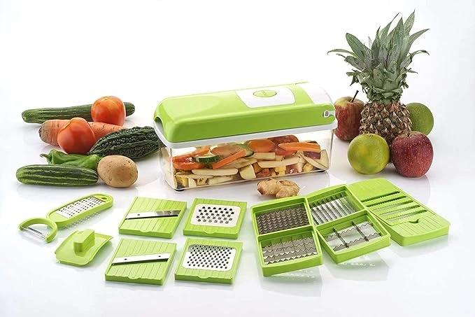 Fruit and Vegetable Slicer – Green & White Multifunction Kitchen Tool