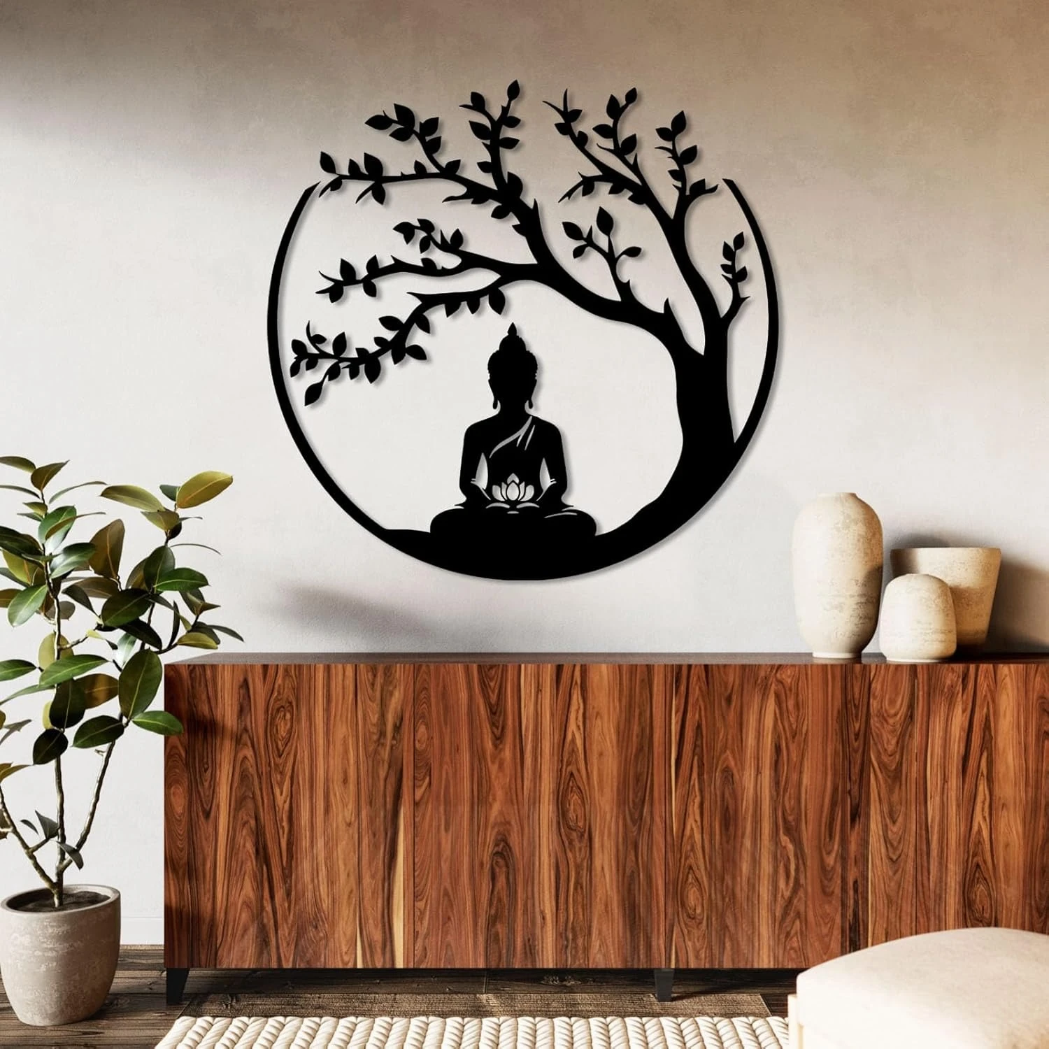 Tree of Life & Buddha Wall Decor – Acrylic and Metal Spiritual Wall Art for Home, Office, or Yoga Studio
