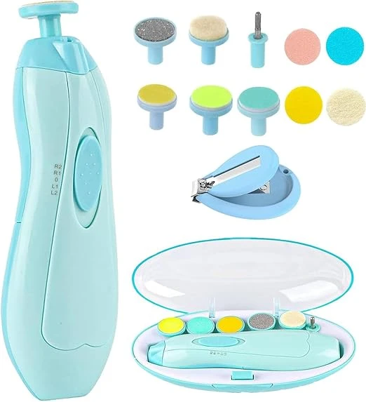 Baby Nail Trimmer with LED Light – 6 in 1 Electric Nail File Kit for Babies & Kids, Gentle & Safe Nail Care Tool