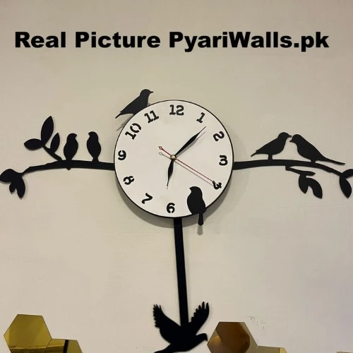 2025 Birds Tree Pendulum Wall Clock – Large 81x55 cm | White Dial Nature-Inspire