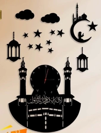 Islamic Makkah Wall Clock – Elegant Acrylic Kaaba Design Clock | 35x20 Inches Mu