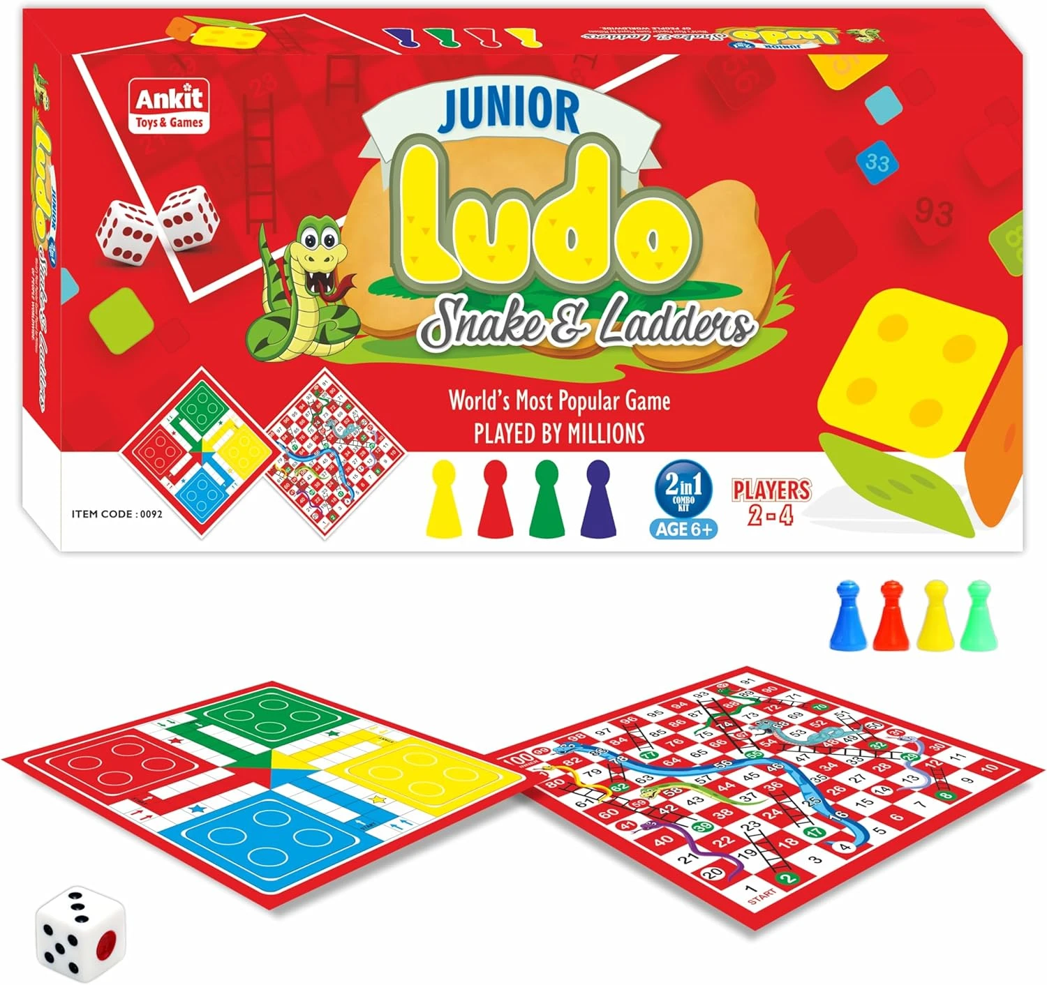 Creative's Millennium Ludo & Snakes & Ladders Board Game | 2-in-1 Family Fun!