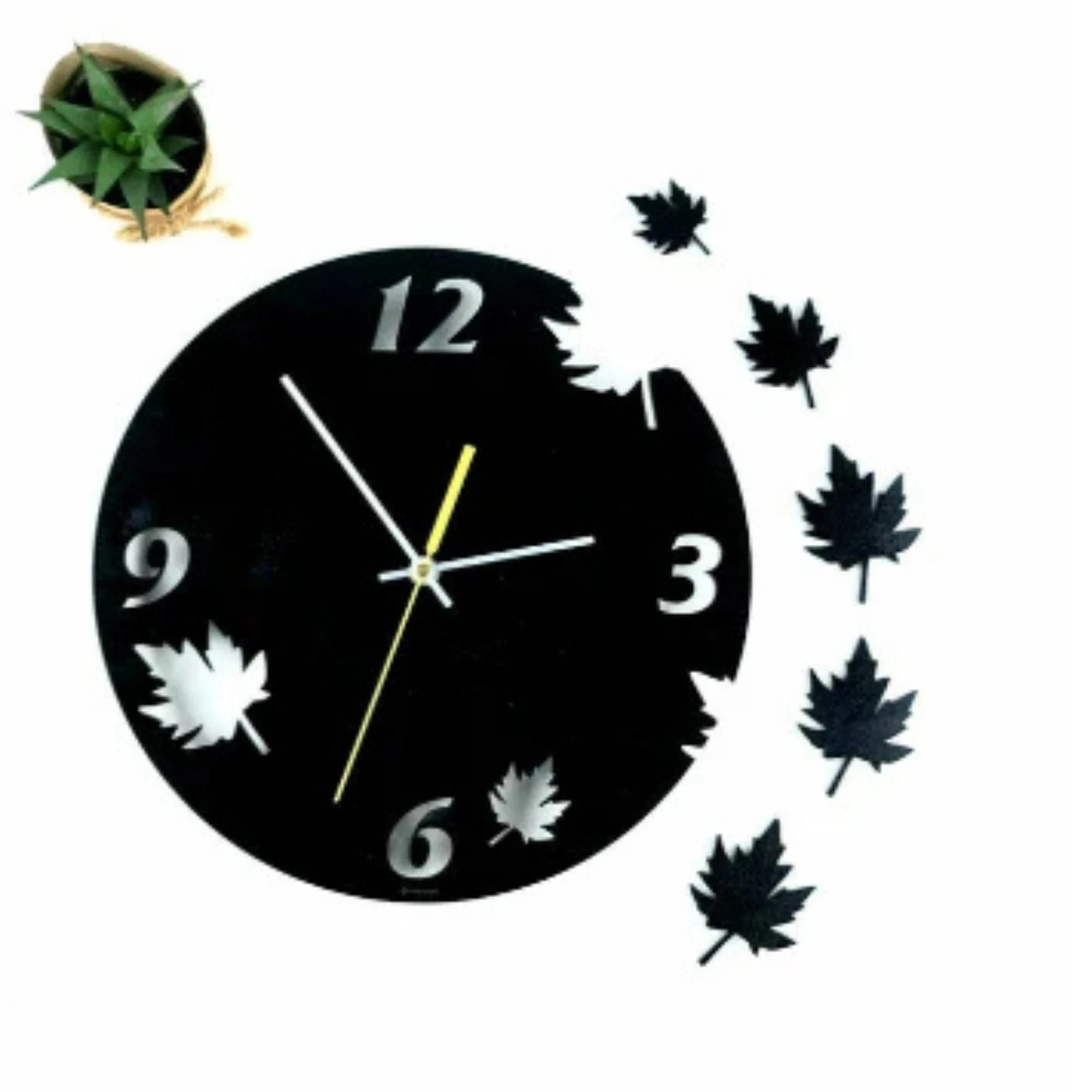 Maple Leaves 3D Wall Clock (60×60 cm)