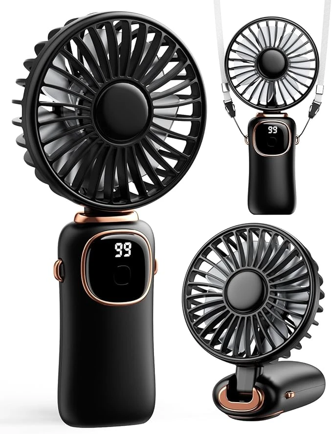 Portable Handheld 4000mAh Rechargeable Fan with LED Display Mix Color