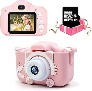 HD Kids Digital Camera - Portable Selfie Camera with Silicone Cover, 32