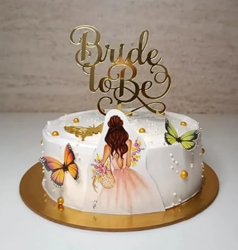 TOPPERS Mirror Golden Acrylic Cake Topper Decoration Tools for Decor, Birthday Celebration | Designer Cake Topper (BRIDE TO BE)