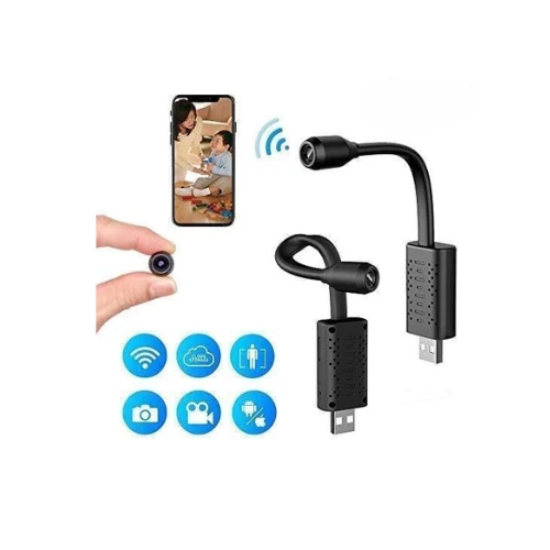 Wi-Fi USB Camera Full HD 1080P Mini Surveillance Camera with Night Vision & Motion Detection – Flexible Neck for Indoor/Outdoor Home & Office Use