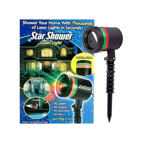 Star Shower Laser Light Projector – Red & Green Lights for Indoor/Outdoor Use – Easy Holiday Decoration