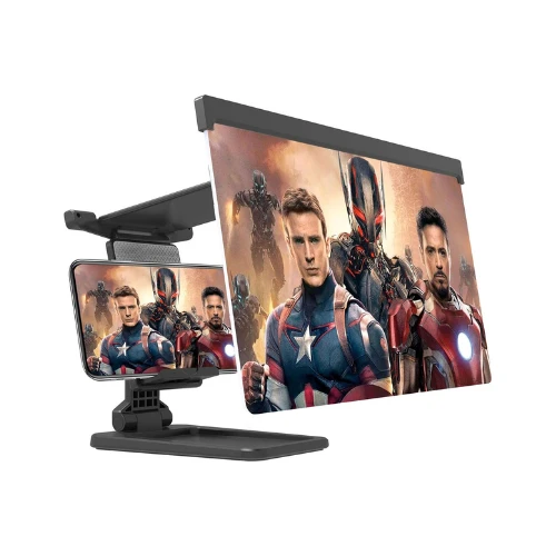 12-Inch HD 3D Mobile Screen Magnifier – Foldable & Adjustable Phone Stand Amplifier for Movies, Videos & Gaming – Universal Phone Compatibility