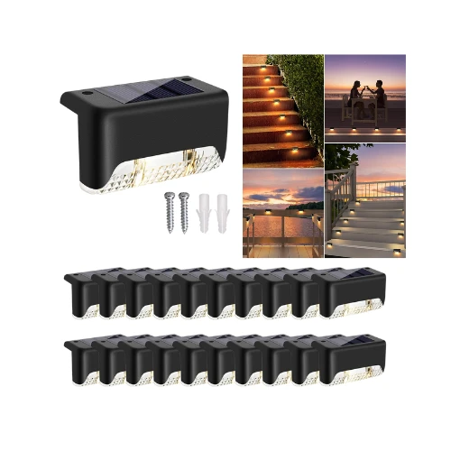 20-Pack Solar Deck Lights – Outdoor Waterproof LED Lights for Steps, Patio, Stairs, Garden & Fence | Solar Powered, Auto On/Off