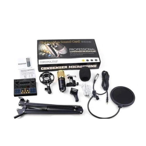 W900 Singing Live Sound Card with Professional Condenser Microphone – Legendary Vocal Recording Setup for Streaming, Singing, Gaming & Podcasting