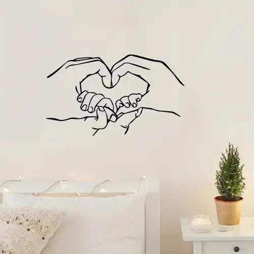 Love Heart Wall Art - Elegant Hand-in-Heart Design, Indoor/Outdoor Decor for Living Room, Patio, or Office, Farmhouse Style Sculpture, Elegant Wall Decor|GoldenHeart Design