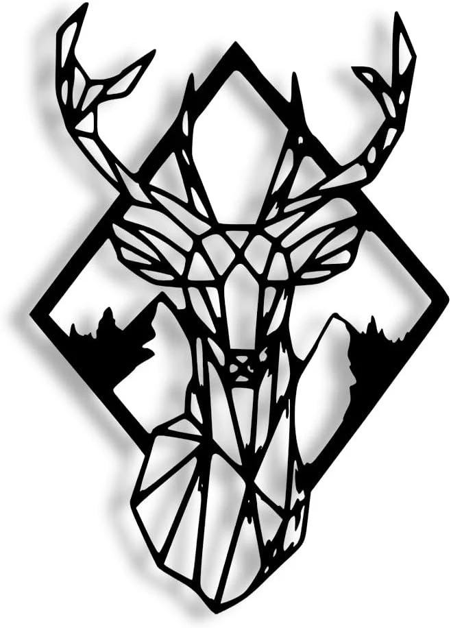 Geometric Stag Wall Art – Modern Deer Head Metal / Acrylic Wall Hanging for Home & Office Decor