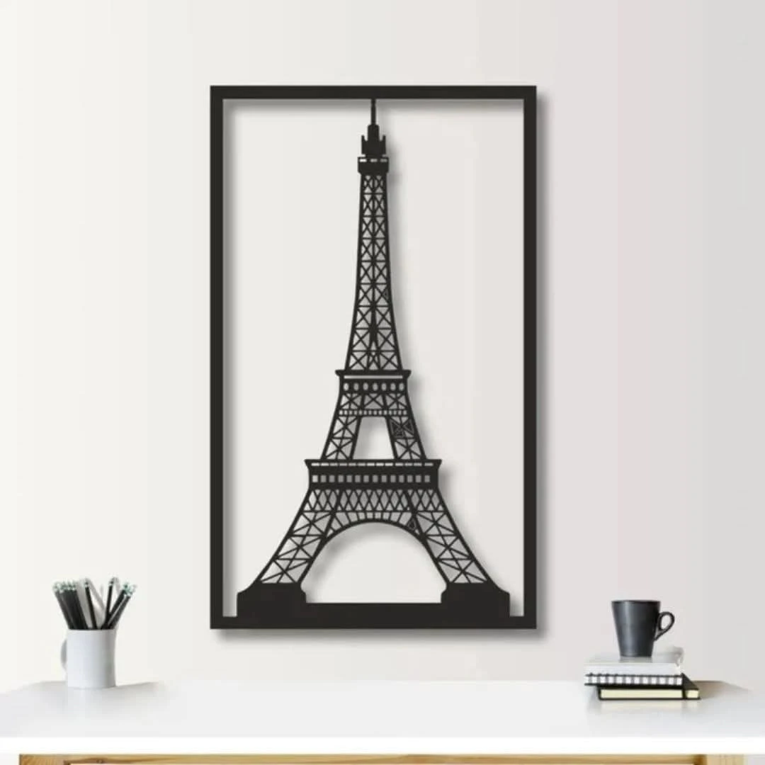 🇫🇷 Fayholy Eiffel Tower Acrylic Wall Art – Large Black Modern Decor for Home, Office & Outdoor