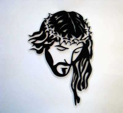 Wall-Mounted Laser Cut Acrylic Jesus Face with Crown of Thorns | Modern Christian Religious Wall Art