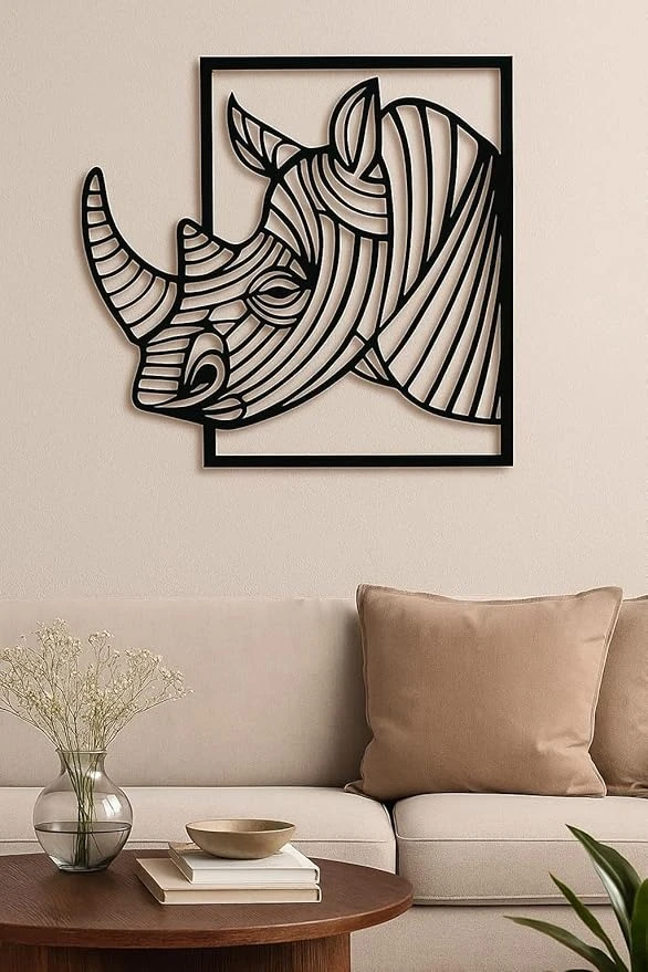 Rhino Head Acrylic Wall Art – Modern Wildlife Decor for Home & Office